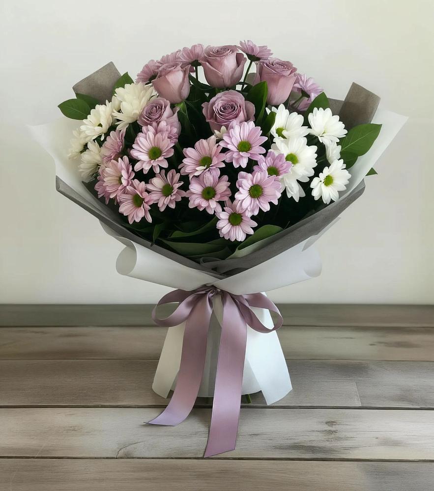 Букет цветов из: Хризантемы и Розы в Богородске