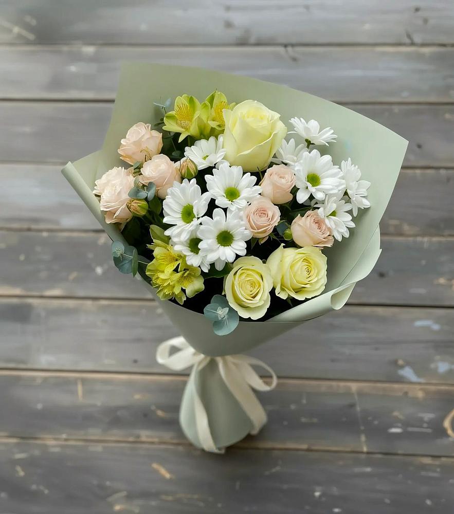 Букет цветов из: Альстромерии, Розы и Хризантемы в Богородске