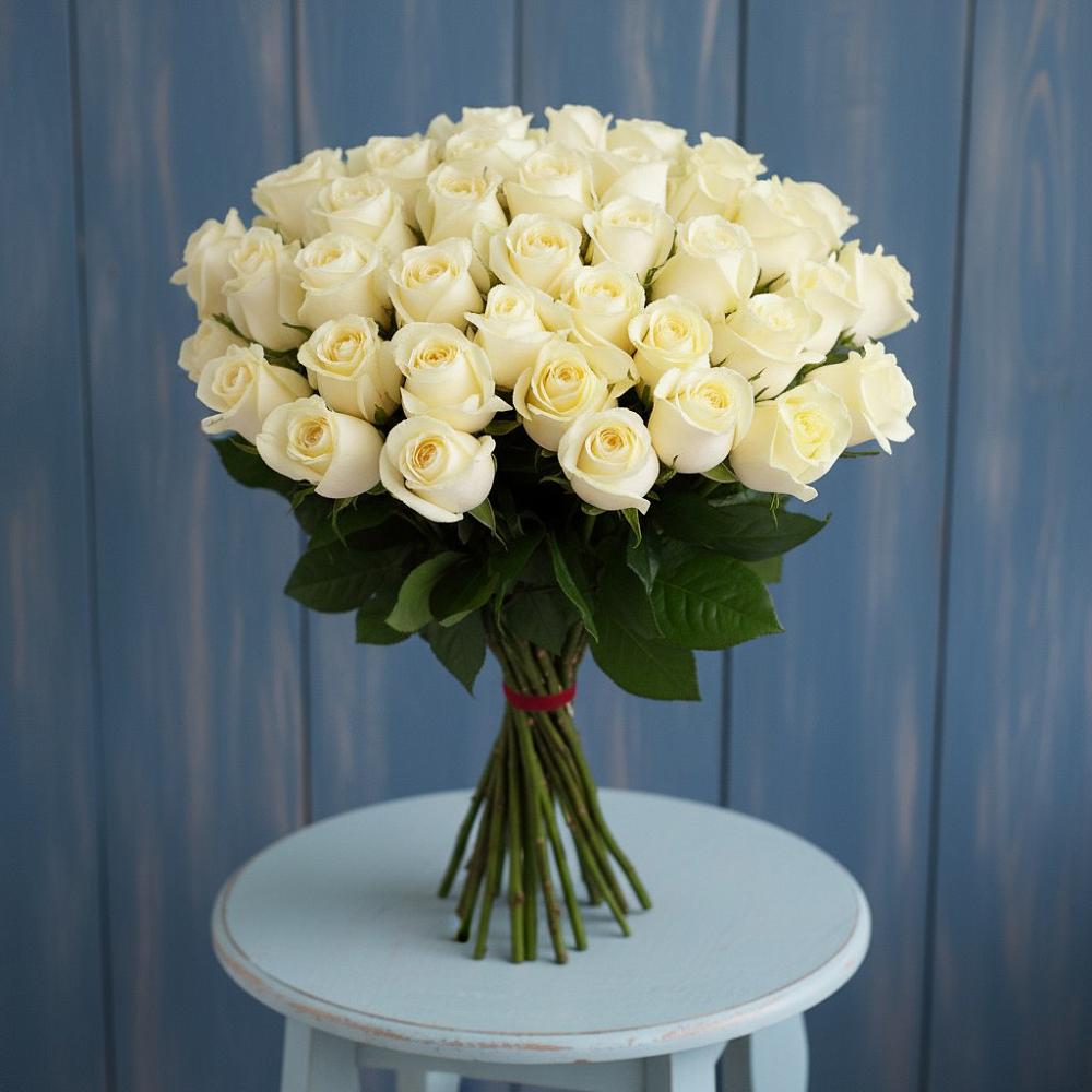 Букет 51 Белая роза Эдлесс Лав в Богородске