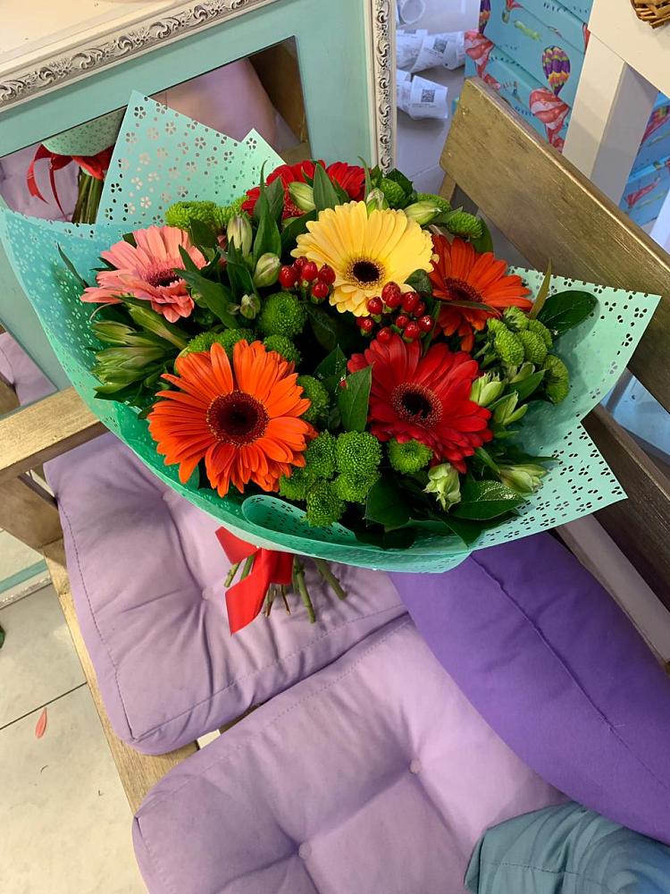 Букет цветов из: Герберы, Хризантемы и Альстромерии в Богородске