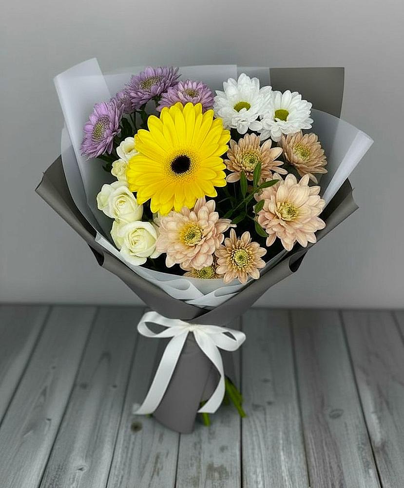 Букет цветов из: Розы, Герберы и Хризантемы в Богородске