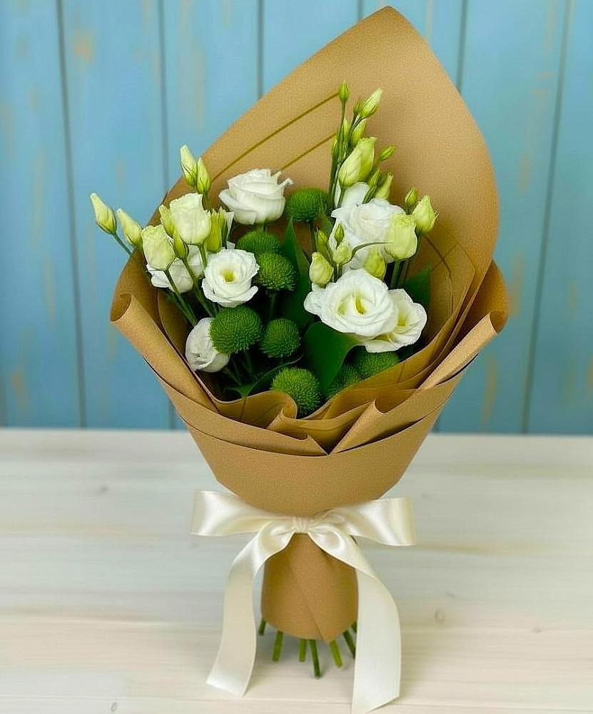 Букет цветов из: Хризантемы и Лизиантусы в Богородске