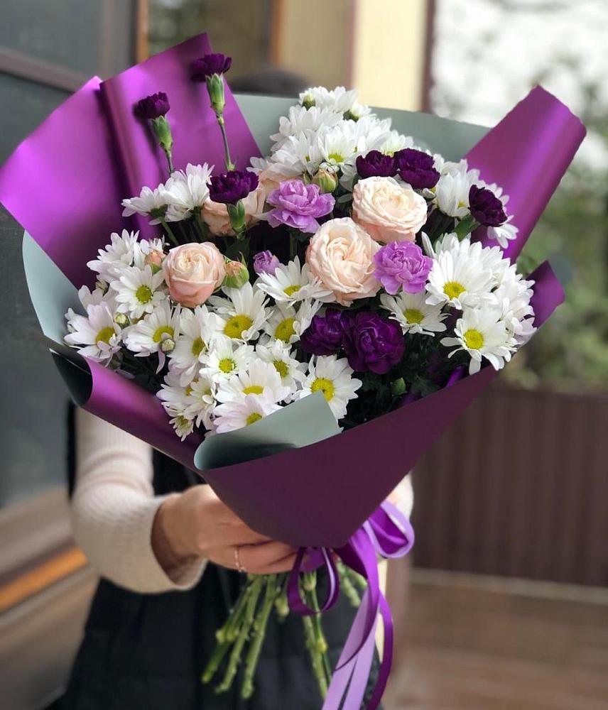 Букет цветов из: Хризантемы, Гвоздики и Розы в Богородске