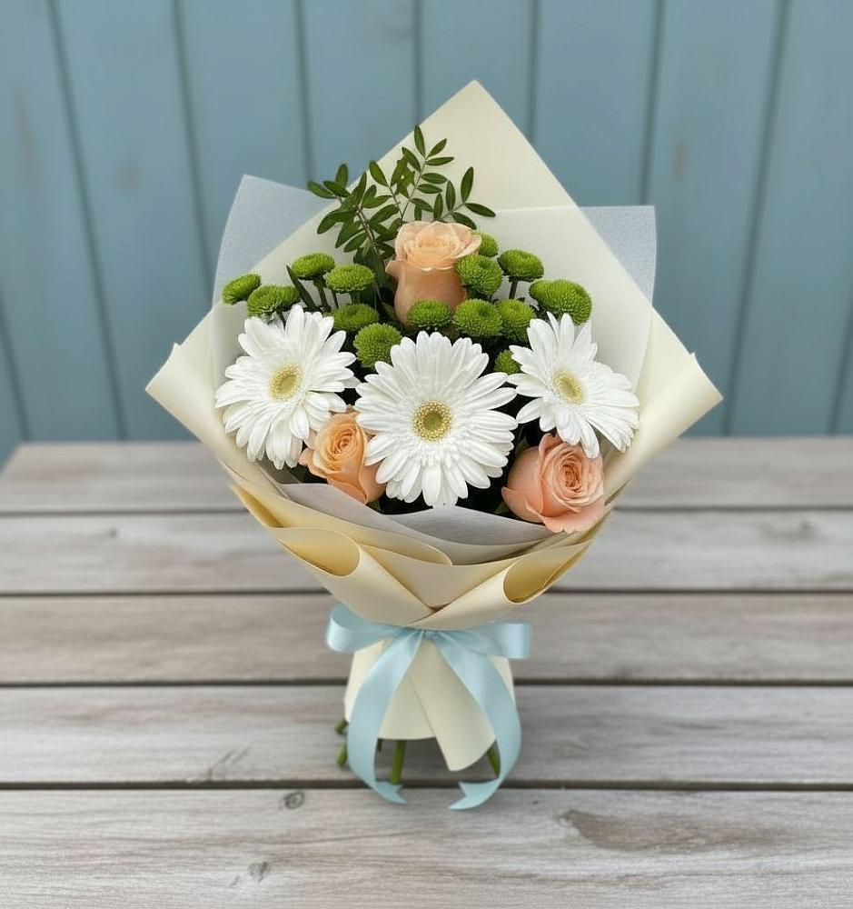 Букет цветов из: Герберы, Розы и Хризантемы в Богородске