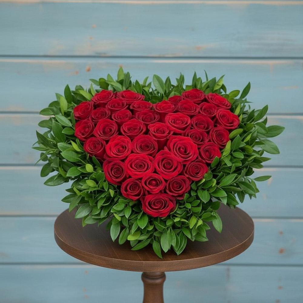 Цветочная композиция из Розы в виде сердца в Богородске