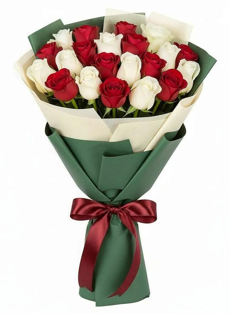 Букет Микс из красных и белых роз в Богородске