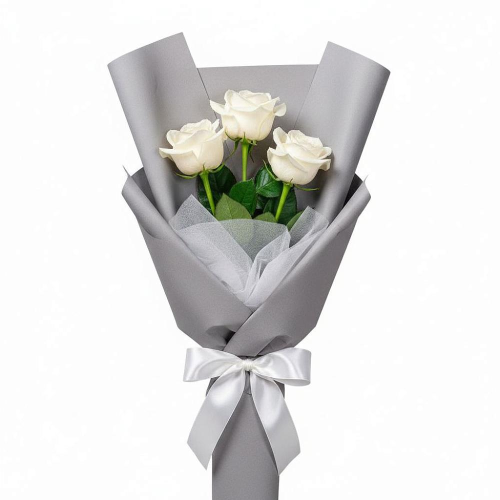 Букет 3 белые розы в Богородске