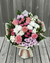 Букет цветов из:  Альстромерии, Гвоздики, Розы и Хризантемы в Богородске