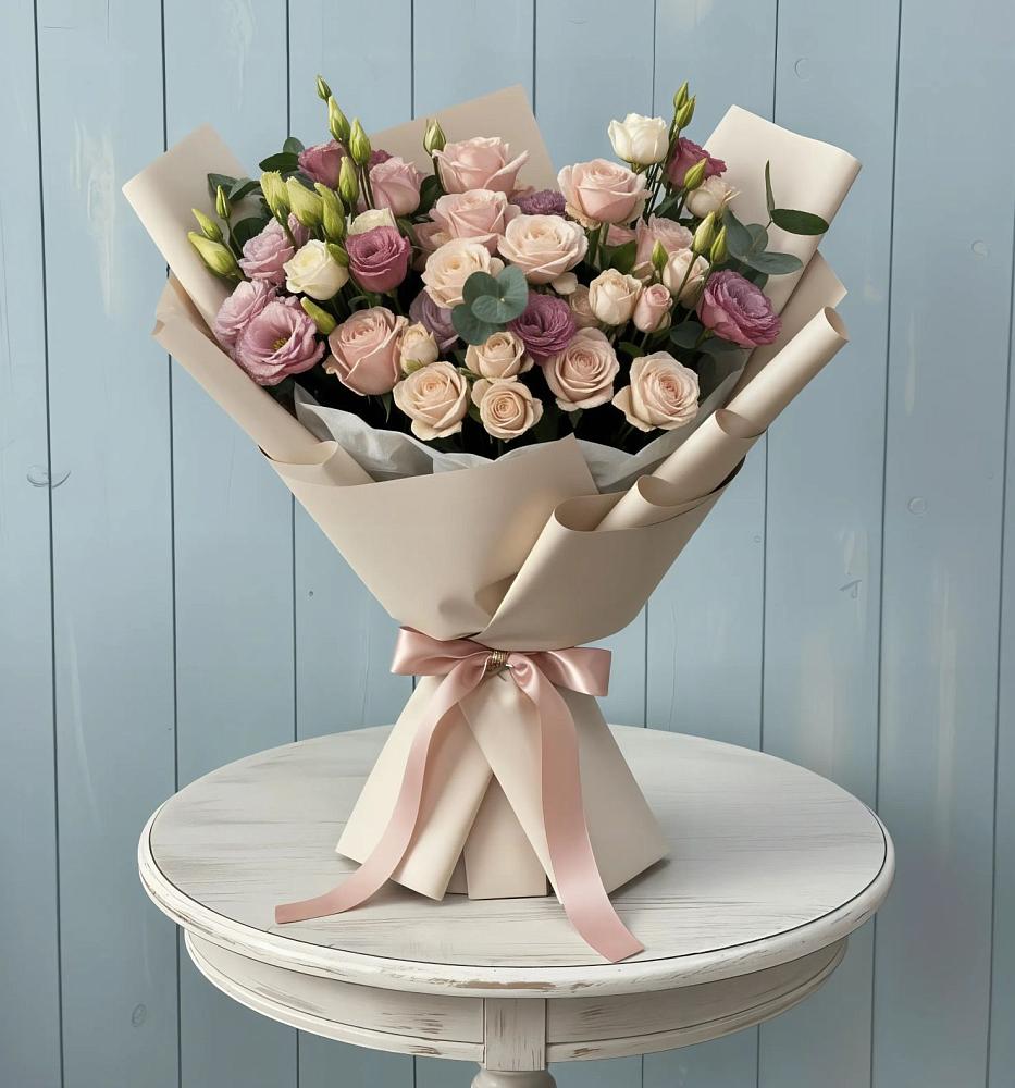 Букет цветов из: Розы и Лизиантусы в Богородске