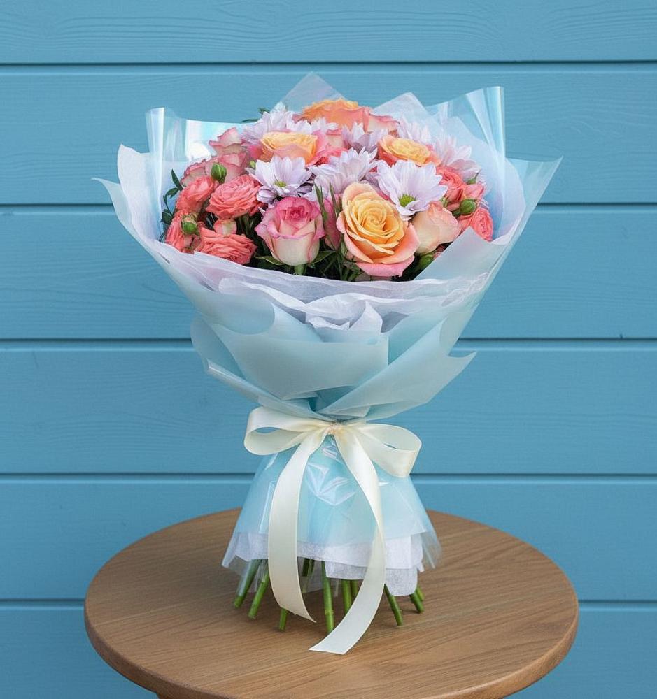 Букет цветов из: Хризантемы и Розы в Богородске