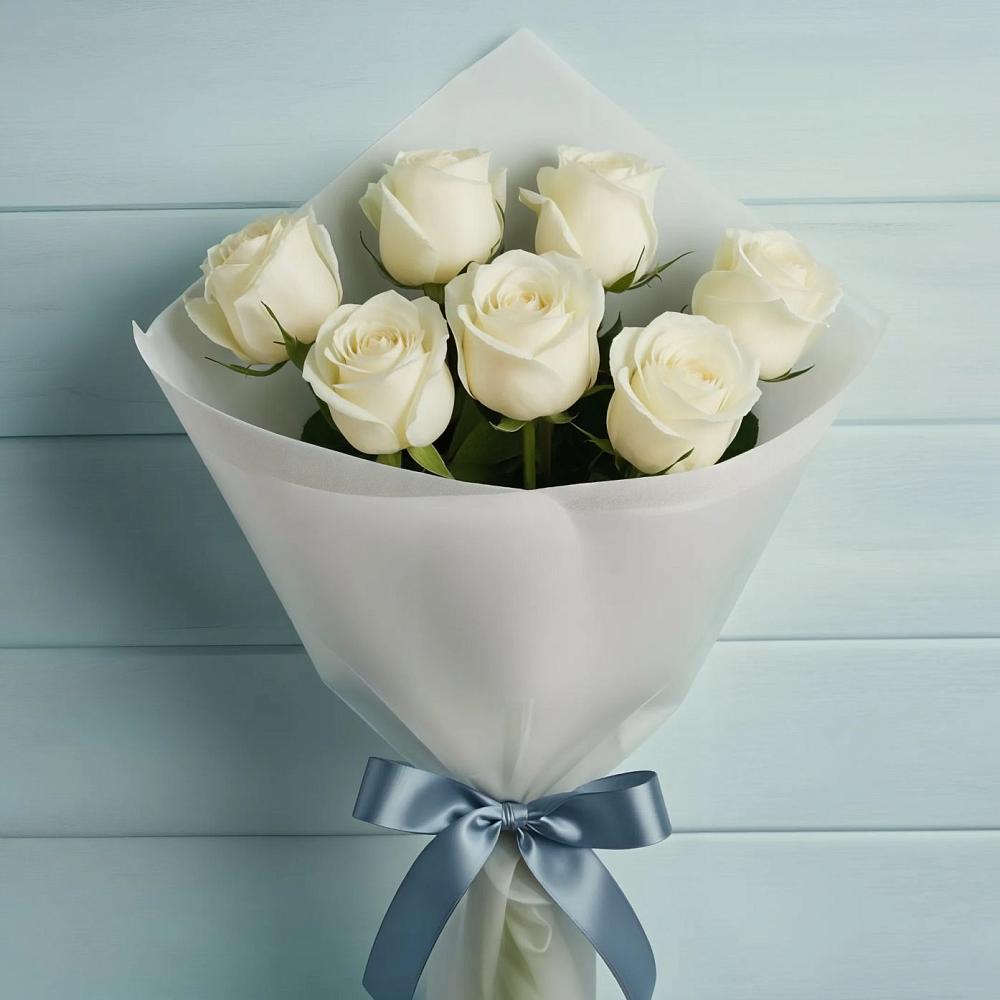 Букет 7 Белых роз Эдлесс Лав в Богородске